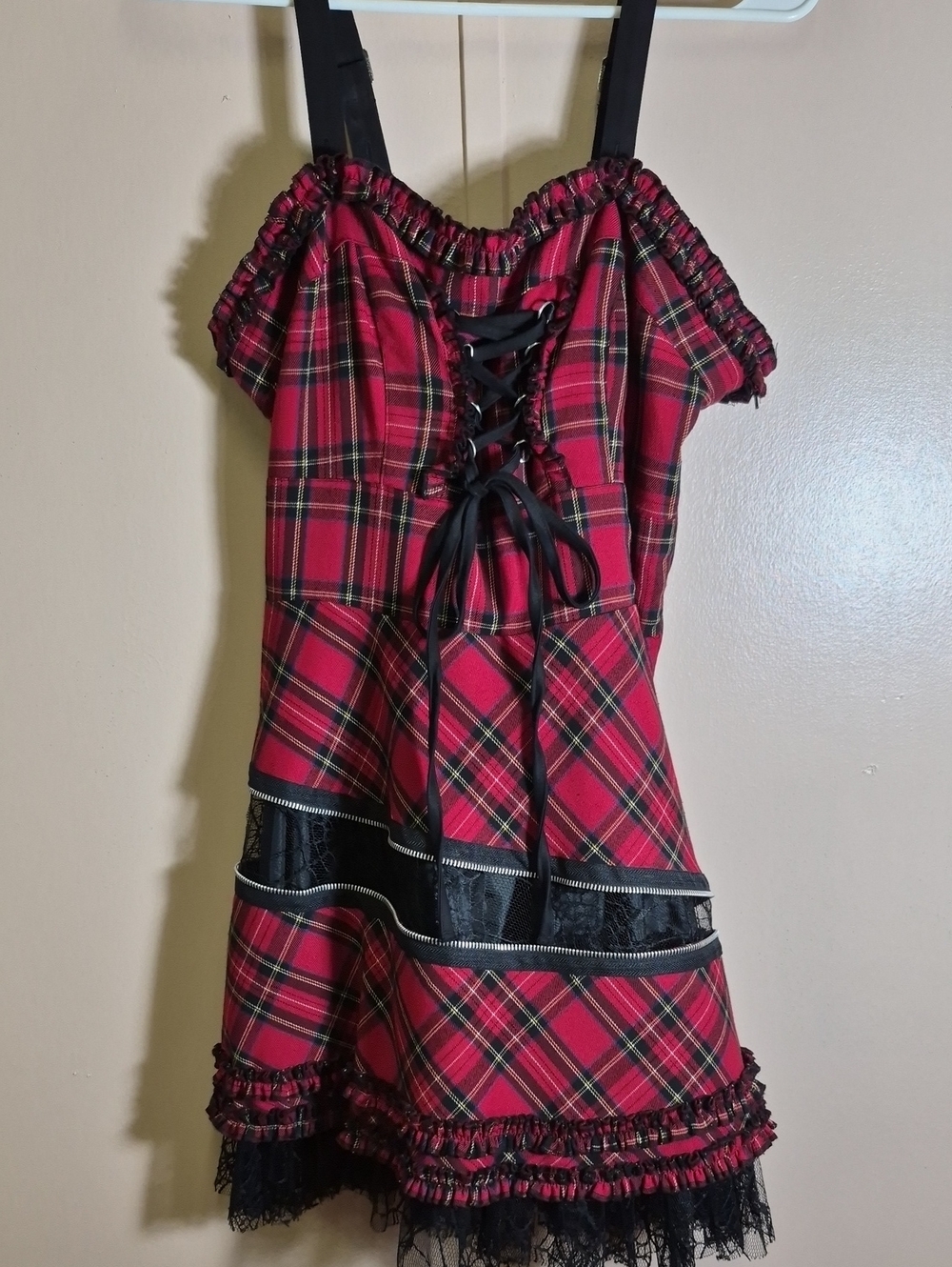 Hell Bunny Harley Red Tartan Plaid Gothic Mini Dress